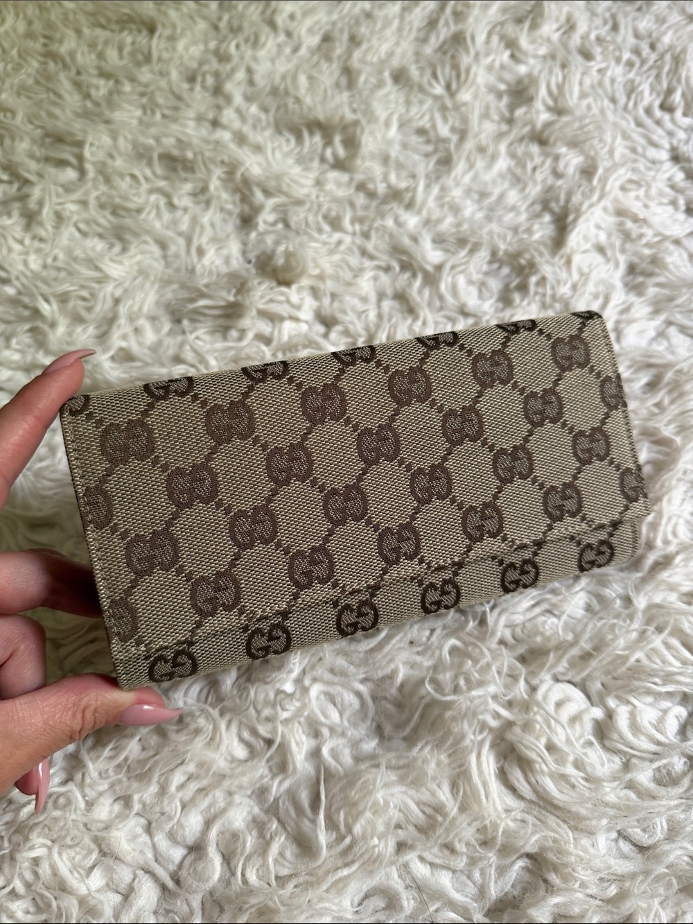 Gucci Brown GG Canvas Long Wallet in Beige/Brown